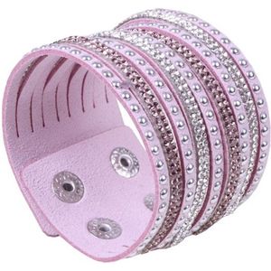Fako Bijoux® - Armband - Breed - Strass - Lila Paars