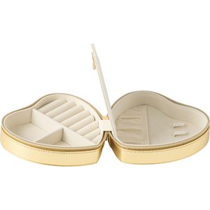 J-line - Juwelendoos Hart Kunstleder Goud - 16x15x7cm
