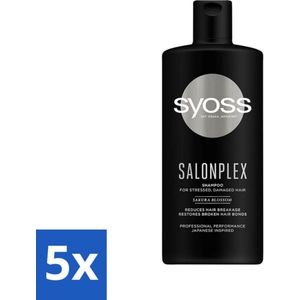 5 x Syoss Salonplex Shampoo - Shampoo - Bescherming - 440 ml - Beschadigd Haar - Haarherstel - Haarkleur Behoud - Shampoo 440 Ml