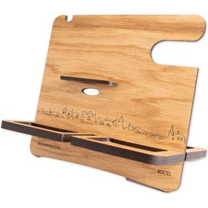 Skyline Desk Organizer Boxtel - Eiken - Bureau Organizer - Telefoonhouder - Tablethouder - Smartwatch Houder - Sorteren spullen - WoodWideCities