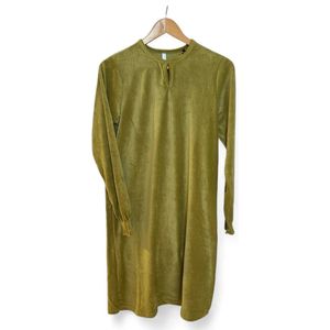 Lords & Lilies slaapkleed dames velours - olijf - 242-52-TDC-V/762 - maat S