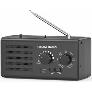 Draagbare FM/AM Radio met USB Oplaadfunctie en Hoofdtelefoonaansluiting - Compacte Zakradio met Uniek Handvatontwerp