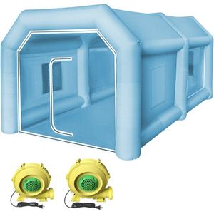 Happyment Opblaasbare verf booth - Auto's, motors, meubels - 2 Blowers - Blauw - 4 x 2 x 2.2M