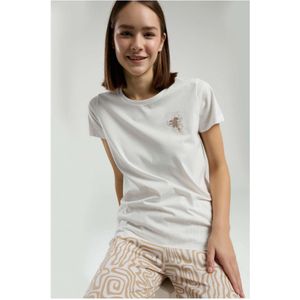 Arnetta Dames Pyjama set / %100 katoen / Wit / Korte Mouw / Cadeau voor Vrouwen / Maat : S