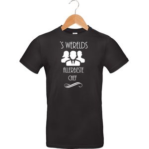 Mijncadeautje T-shirt - 's Werelds beste Chef - - unisex - Zwart (maat L)