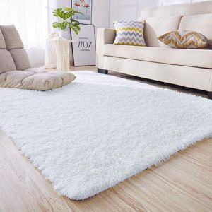 Vloerkleed pluizig zacht hoogpolig tapijt slaapkamer woonkamer - Calore - moderne wasbaar - wit (120 x 160 cm) vloerkleed