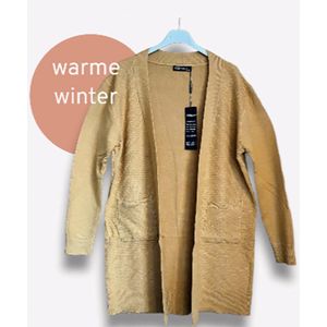 Warme vest in GEEL kleur met zijzakken voor dames maat 40/42
