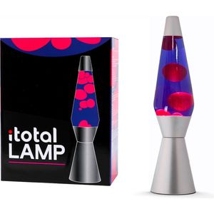 i-Total Lavalamp - Lava Lamp - Sfeerlamp - 40x11 cm - Glas/Aluminium - 30W - Paars met roze Lava - Zilvergrijs - XL2343