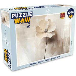 Puzzel Bloem - Beige - Verf - Schaduw - Legpuzzel - Puzzel 1000 stukjes volwassenen