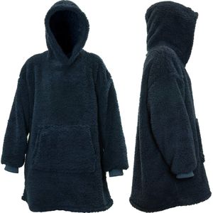 HOODIE TEDDY PLAID MET MOUWEN BLAUW