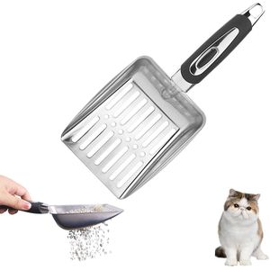 Roestvrij Stalen Kattenschep met Ergonomische Handgreep voor Efficiënte Reiniging van de Kattenbak