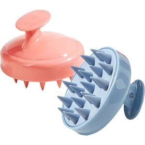 hoofdmassage Haarmassageborstel, 2 stuks, siliconen kam, verzorging, haarwortel voor peeling en hoofdmassage, hoofdhuid massageborstel, shampoo borstel stimuleert de haargroei (blauw)