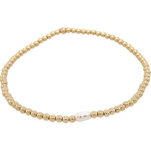 Pat's Jewels Armband - Dames Armband - Gouden Balletjes - Elastiek Armband - Parel - Goud
