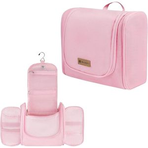 Toilettas voor dames en heren - waterbestendig - 1 stuk - roze - L