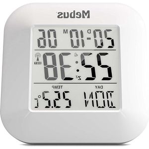Digitale draadloze wekker met thermometer, datumweergave, verlichting en snooze-functie - Wit (Model: 51511)