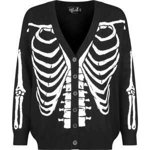 Hell Bunny Skeleton Cardigan Cardigan zwart-wit S Viscose -