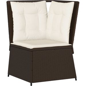 vidaXL Tuinhoekbank - Bruin - Inclusief kussens Tuinbank - Loungebank - Buitendecoratie - Polyrattan - Comfort - Modulair Design - Terrasdecoratie - Balkonmeubilaar - Outdoor Furniture - Garden Sofa