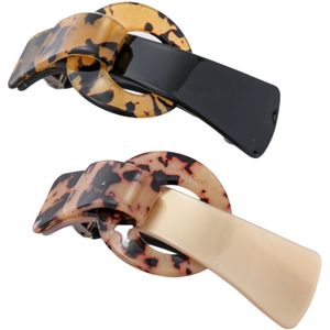 Emilie collection - haarspeld - groot - 2 stuks - zwart - crème - bruin - panterprint