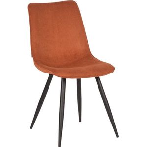LABEL51 Jort Eetkamerstoel - Oranje - Stof - Black Frame - Stoel - Kuipstoel