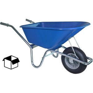 Hummer Bouwkruiwagen met Luchtband - 100 liter - Bak HDPE - Blauw