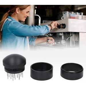 Koffienaaldverdeler Roestvrijstalen Naaldroerder met Basis - Draagbaar Espressodistributiehulpmiddel voor Cafés en Thuis (58MM)