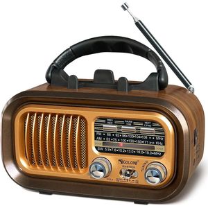 Kleine retro radio met bluetooth, draagbare AM/FM/SW radio