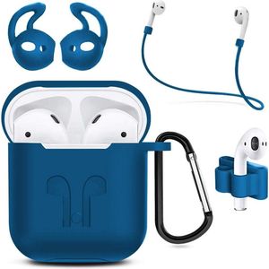 MMOBIEL Siliconen Case voor Airpod 1 / 2 - BLAUW - 6 in 1 Set