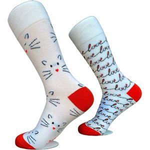 Onfeet - missmatch - sokken - katten - love - katoen