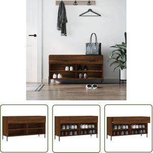 The Living Store schoenenbank Scandinavische stijl - 102 x 35 x 55 cm - bewerkt hout en ijzer