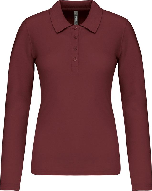 Kariban - Damespolo Piqué - Effen Kleur - Lange Mouwen - Slanke Pasvorm
