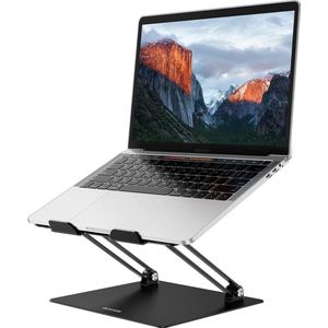 LS10 aluminium laptophouder, ergonomische verstelbare notebookstandaard, Riser houder computerstandaard compatibel met MacBook Air Pro, Dell, HP, Lenovo meer 10-14 inch laptops (Zwart)