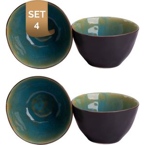 Palmer Schaal Lotus 15 cm 1 l Turquoise Stoneware 4 stuk(s)