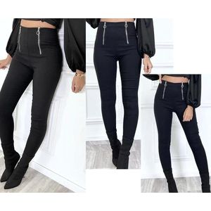 Damesbroek fashion broek hoge taille zwart maat S