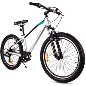 Verdant Bike Kinderfiets voor jongens 24 inch, te kiezen uit 7 versnellingen Shimano van 8 tot 12 jaar met schokdemper, V-Brake (Zilver)