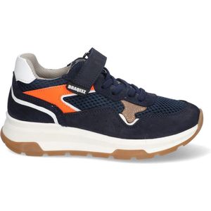 Braqeez 424261-129 Jongens Lage Sneakers - Blauw/Oranje - Nubuck - Veters En Klittenband