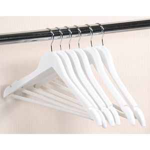 5 Stuks - Luxe FSC® houten kledinghangers - Stevige klerenhangers met broekstang - Kleerhanger - Broekenstang - 44,5 Cm. Breed