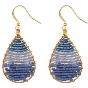 HINTH, Monsoon Dip Dye Blue, Handgemaakte Oorbellen met Blauwe Kralen