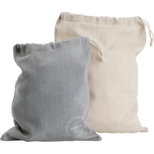 AYA&IDA - Cotton Bags - katoenen tas - lunchbox - herbruikbaar - Dark Grey / Cream beige