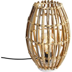QAZQA capsulecanna - Landelijke Tafellamp - 1 lichts - H 34 cm - Naturel - Woonkamer | Slaapkamer | Keuken