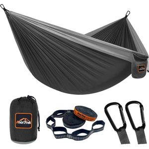 Campinghangmat, superlichtgewicht, draagbare parachutehangmat, enkele of dubbele nylon reisboomhangmat met twee boomriemen