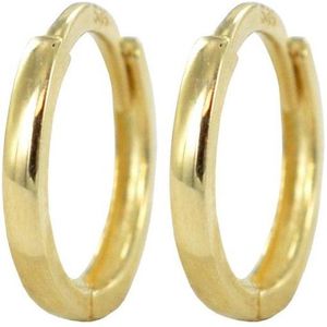 Silventi 9NBSAM-G190150 Gouden Oorringen - Dames - Glad - Scharnier - 9,5 x 2 mm - 14 Karaat - Goud