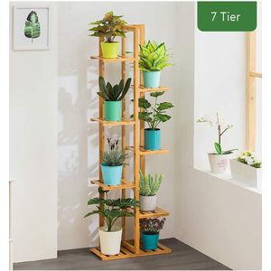 I-wannahave ® Plantenrek van bamboe hout - Plantentrap - Bloemenrek - Plantenetagere 3 etages - Staand planten en bloemen rek 42 x 22 x 125