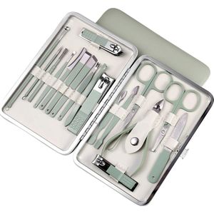 18 stuk(s) Manicure Set en Pedicuresets - Professioneel met Reisset - Met o.a. Nagelknipper, Nagelschaar , Nagelvijl - Pedicure Sets - Mint Groen