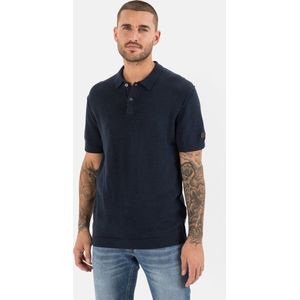 camel active Gebreide polo in katoen-linnen mix - Maat menswear-XL - Donkerblauw