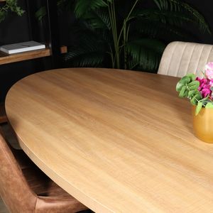 Eettafel ovaal melamine 210cm Tommy lichtbruin ovale tafel
