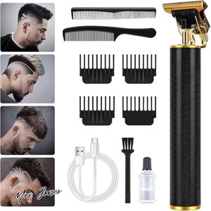 Mrs. Jones Tondeuse voor Heren Draadloze Elektrische Tondeuse Baardtrimmerset Waterdicht Detailbaardscheerapparaat T-bladetrimmer Verzorgingssnijset met 4 Geleidekammen 2 Haarkammen .