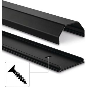 Stabiele kabelgoot van aluminium zwart (1,1 meter lengte, voor 8 kabels, robuuste vierkante metalen kabelafdekking, incl. schroeven en pluggen)