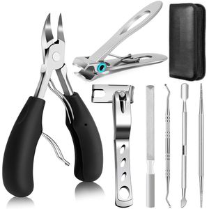 Premium - Nagelknipper Set - Zwart & Zilver - 7-delige Pedicure Set - RVS Nagelverzorging