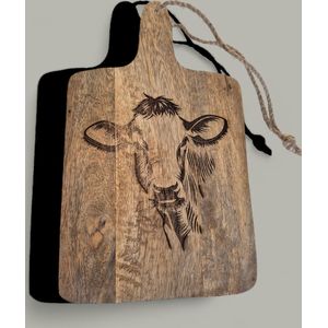 Borrelplank koe - tapasplank - 29x18x2 cm - hapjesplank - kaasplank - hout