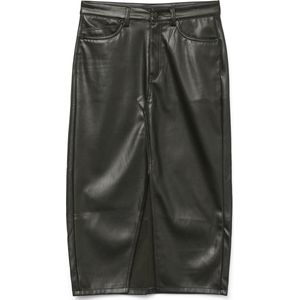 VERO MODA - VMNATALIE HR MIDI PL SKIRT NOOS - Rok - High Waist - Gecoat Effect
